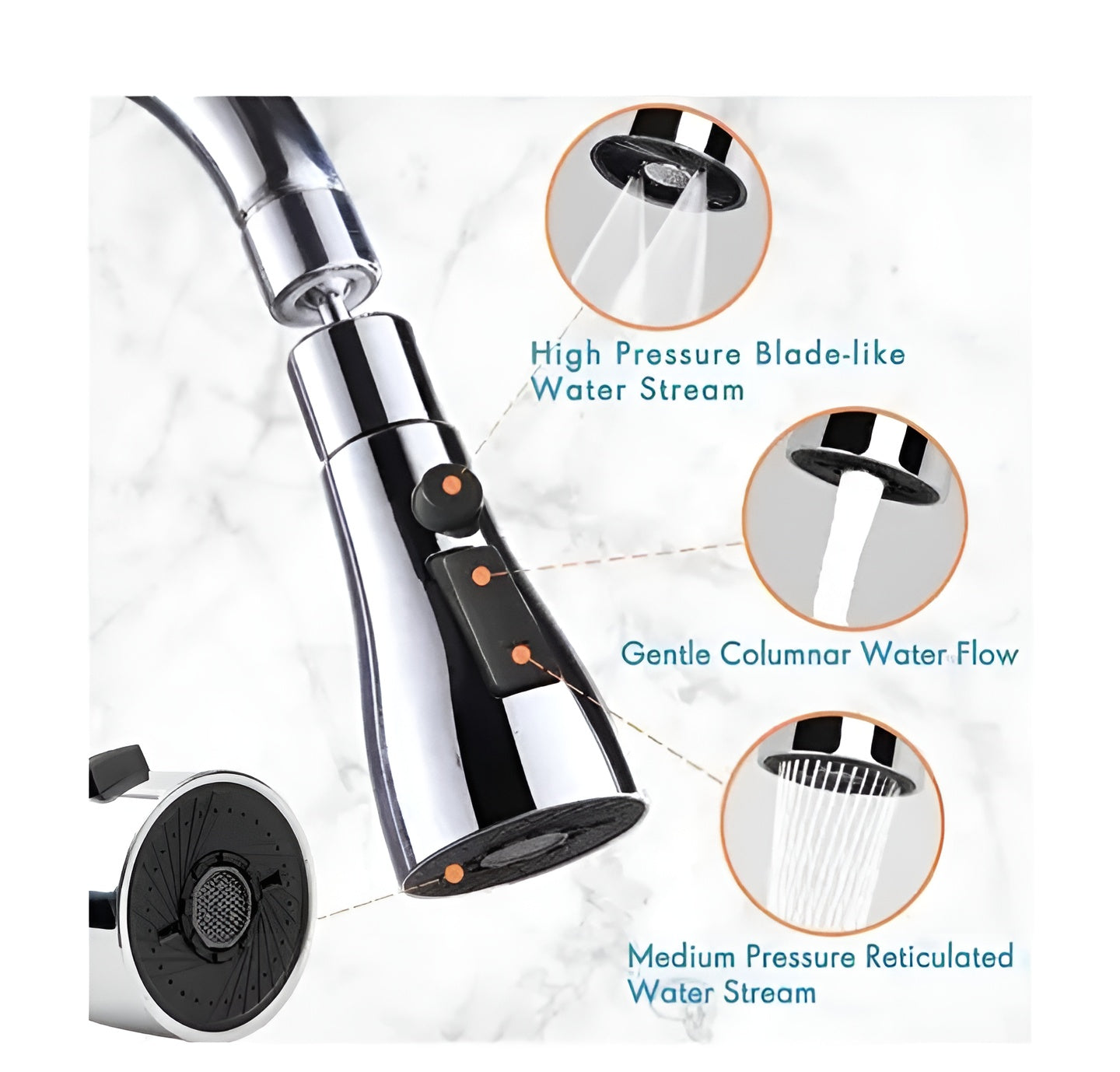 360° Flexible 3-Mode Faucet Splash Head – Water-Saving Tap Extender & Kitchen Sink Aerator