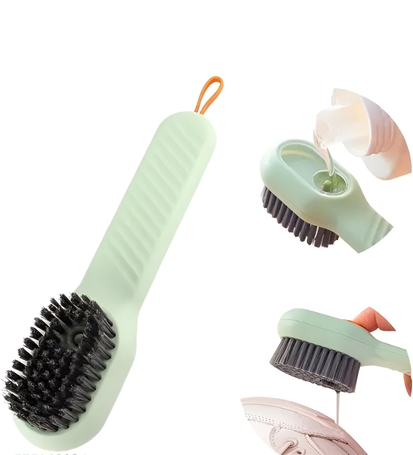 Multipurpose Liquid Shoe Brush with Refillable Soap Box – Easy Press Cleaner