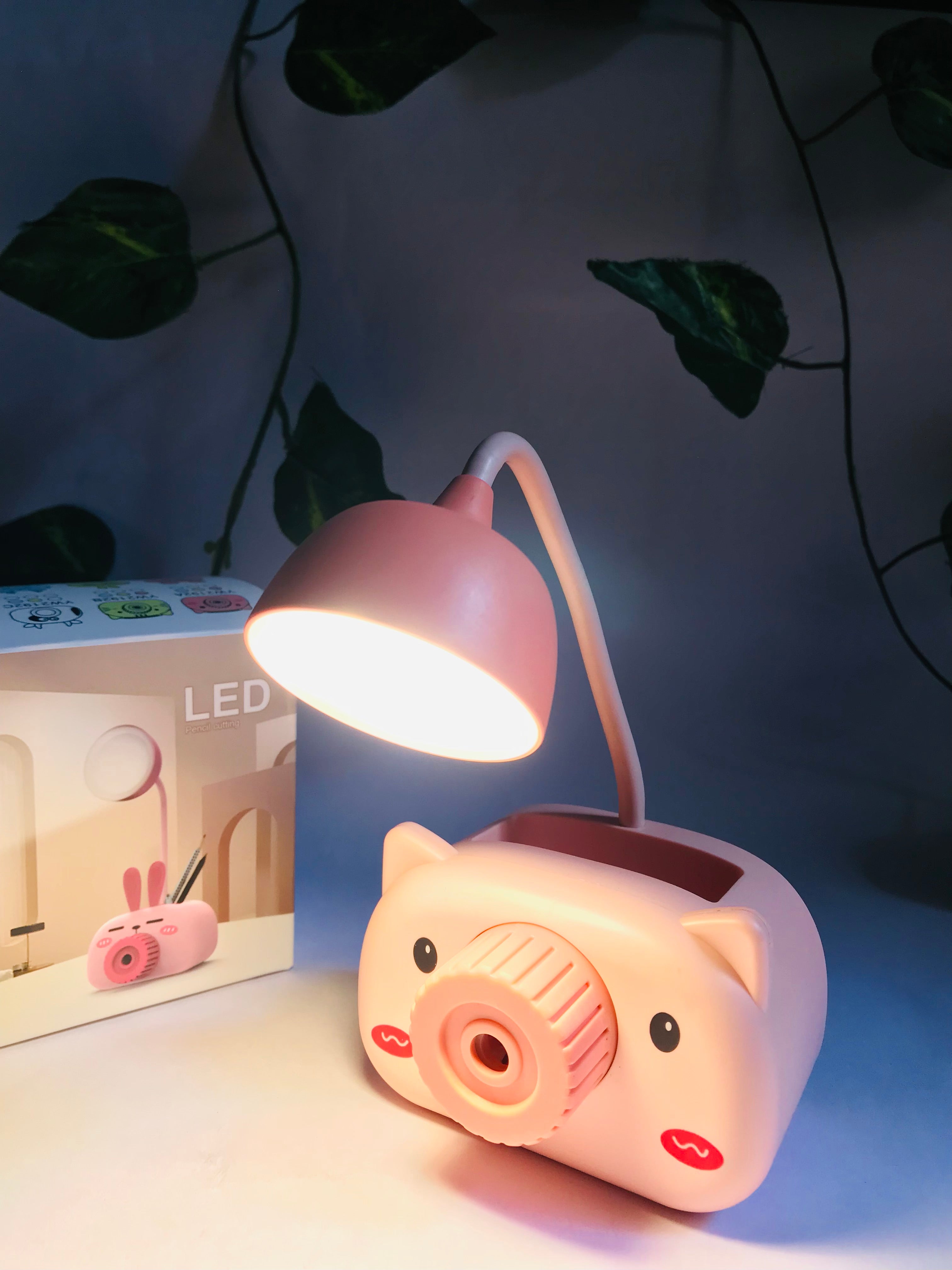 Portable Kids Desk Lamp with Sharpener – Cute Pink LED Night & Study Light