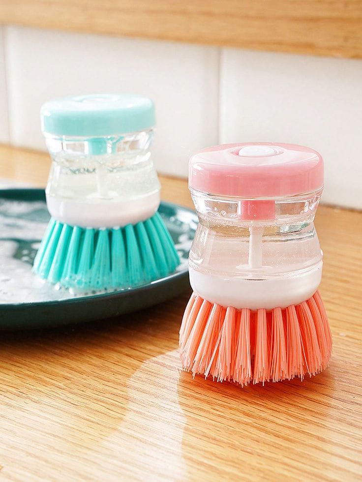 2-in-1 Dishwashing Brush with Built-in Soap Dispenser