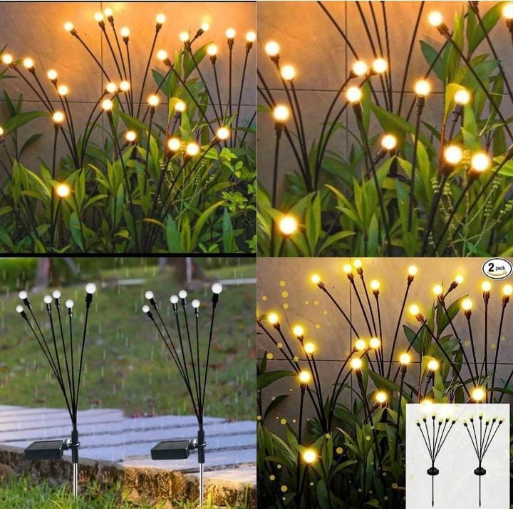 Solar Swaying Firefly Lights – 16 LED Waterproof Decorative Garden Lamps ( Pack of 2)
